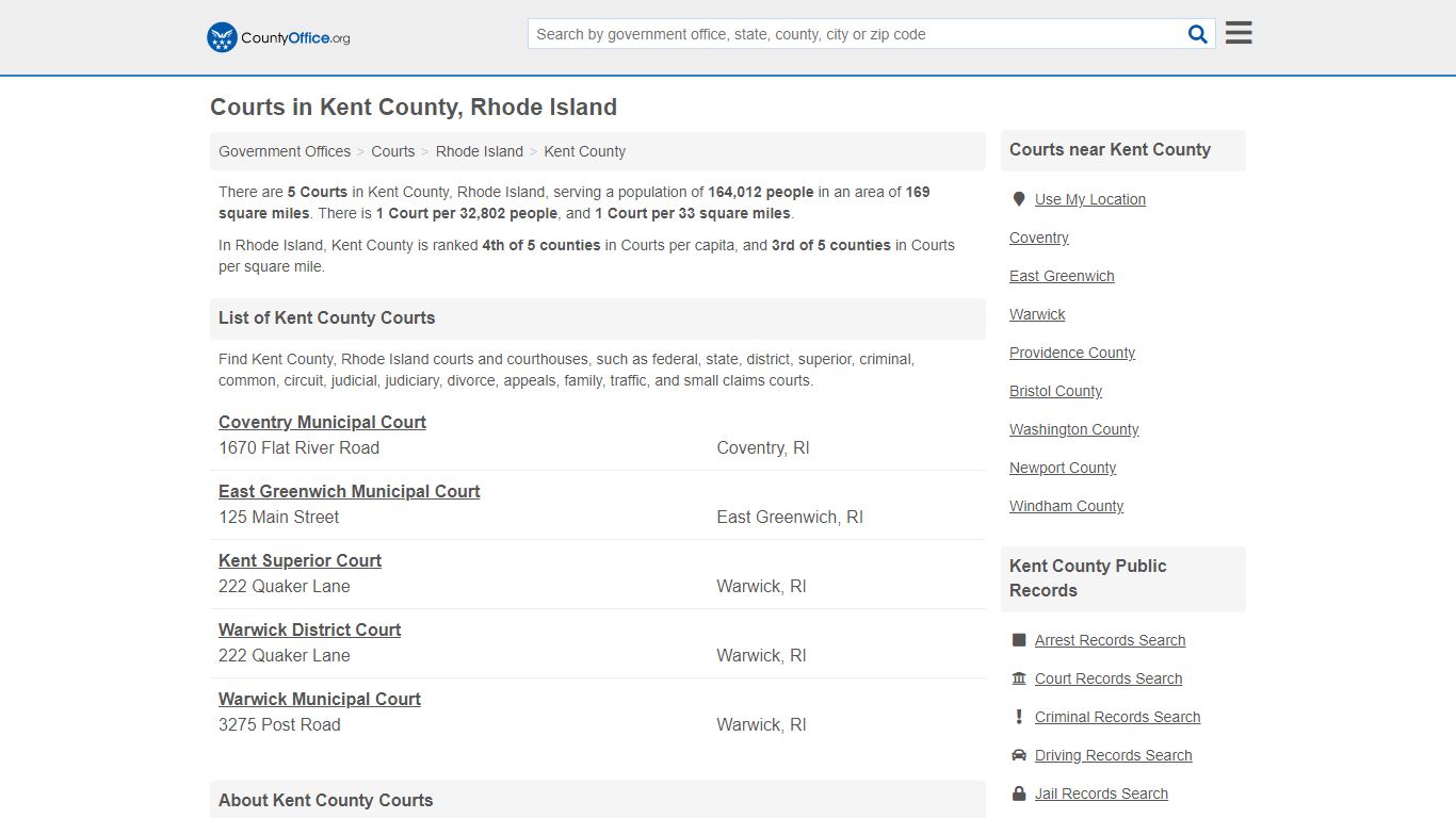 Courts - Kent County, RI (Court Records & Calendars)
